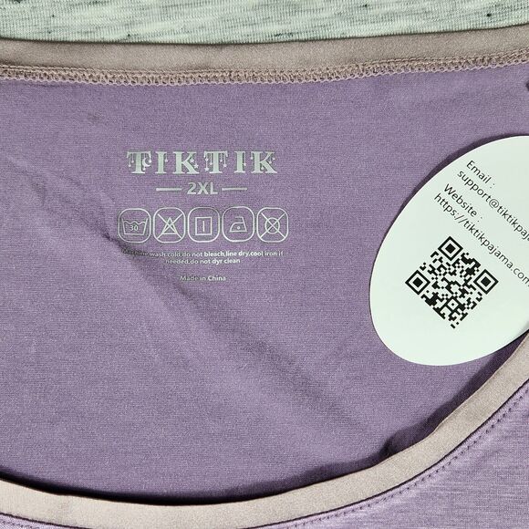 Long Sleeve Sleep Shirt Scoop Neck Soft Feel Womens Plus Size 2XL Purple - Picture 6 of 6